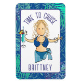 Grappige Cartoon Vrouw in Badpak Drink Cruise Door Magneet (Verticaal)