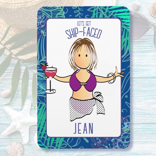 Grappige Cartoon Vrouw Tropical Beach Cruise Door Magneet