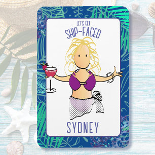 Grappige Cartoon Vrouw Tropical Beach Cruise Door Magneet