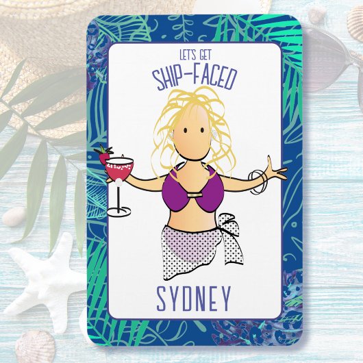 Grappige Cartoon Vrouw Tropical Beach Cruise Door Magneet