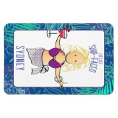 Grappige Cartoon Vrouw Tropical Beach Cruise Door Magneet (Horizontaal)