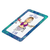 Grappige Cartoon Vrouw Tropical Beach Cruise Door Magneet (Linkerzijde)