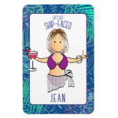 Grappige Cartoon Vrouw Tropical Beach Cruise Door Magneet (Verticaal)