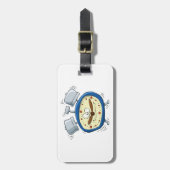 Grappige Cartoon wekker eigenzinnig wakker worden Bagagelabel (Voorkant verticaal)