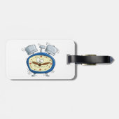 Grappige Cartoon wekker eigenzinnig wakker worden Bagagelabel (Achterkant horizontaal)