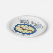 Grappige Cartoon wekker eigenzinnig wakker worden Papieren Bordje (Gekanteld)