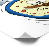 Grappige Cartoon wekker eigenzinnig wakker worden Poster (Hoek)