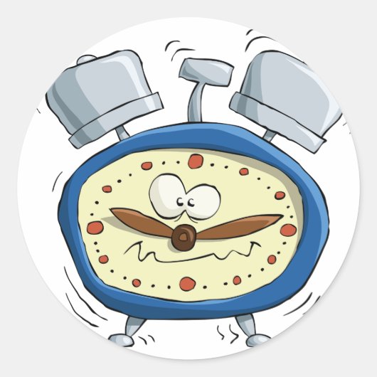 Grappige Cartoon wekker eigenzinnig wakker worden Ronde Sticker (Voorkant)