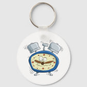 Grappige Cartoon wekker eigenzinnig wakker worden Sleutelhanger (Voorkant)