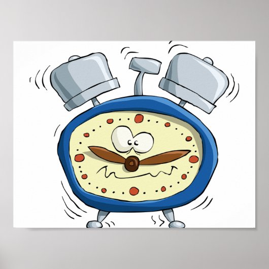 Grappige Cartoon Wekker Grappig Wakker Worden Poster (Voorkant)