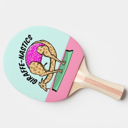 Grappige cartoon yoga gymnastiek giraffe tafeltennisbatje (Zijkant)