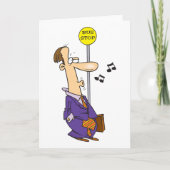 Grappige Cartoon zakenman bij bushalte Kaart (Voorkant)