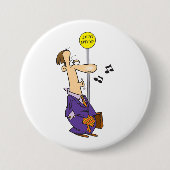 Grappige Cartoon zakenman bij bushalte Ronde Button 7,6 Cm (Voorkant)