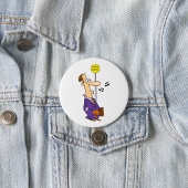 Grappige Cartoon zakenman bij bushalte Ronde Button 7,6 Cm