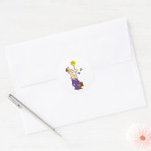 Grappige Cartoon zakenman bij bushalte Ronde Sticker