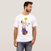 Grappige Cartoon zakenman bij bushalte T-shirt (Voorkant volledig)
