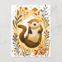 Grappige cartoon Zee Otter Drijvend in Oceaan