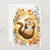 Grappige cartoon Zee Otter Drijvend in Oceaan Briefkaart (Voorkant / Achterkant)