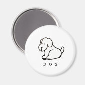 Grappige Cartoon Zittende Hond Magneet (Voorkant / Achterkant)