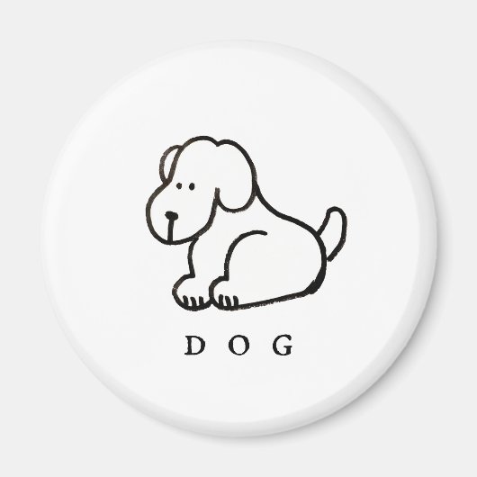 Grappige Cartoon Zittende Hond Magneet (Voorkant)