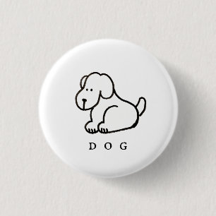 Grappige Cartoon Zittende Hond Ronde Button 3,2 Cm