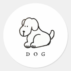 Grappige Cartoon Zittende Hond Ronde Sticker