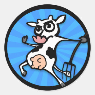 GRAPPIGE CARTOON ZUIVEL KOE GRAFISCHE RONDE STICKE STICKER