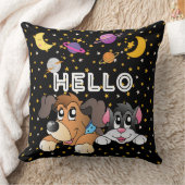 Grappige cartoon zwarte universum planeet kinderka kussen (Deken)