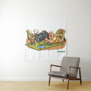 Grappige cartoondierentuin fotografie scène wandkleed