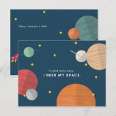 Grappige Cartooneske Getekende Planeten Briefkaart (Voorkant / Achterkant)