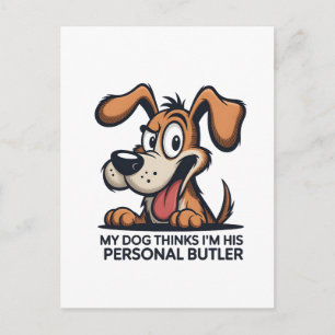 Grappige Cartoonhond Butler Citaat Briefkaart