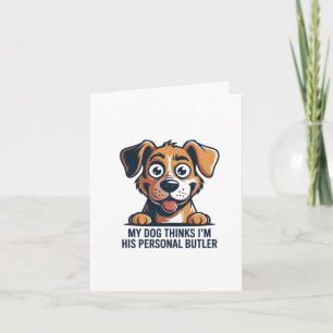 Grappige Cartoonhond Butler Citaat Feestdagen Kaart