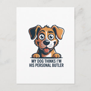Grappige Cartoonhond Butler Citaat Feestdagenkaart