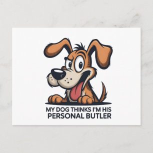 Grappige Cartoonhond Butler Citaat Feestdagenkaart