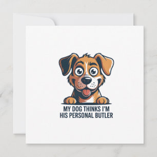 Grappige Cartoonhond Butler Citaat Feestdagenkaart
