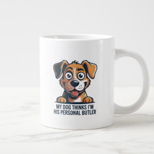 Grappige Cartoonhond Butler Citaat Grote Koffiekop