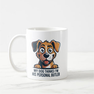 Grappige Cartoonhond Butler Citaat Koffiemok