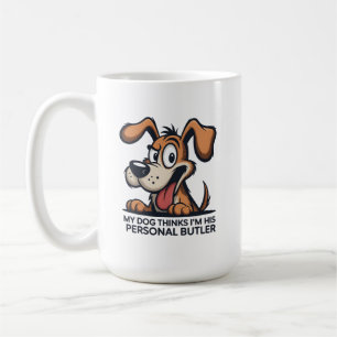Grappige Cartoonhond Butler Citaat Koffiemok