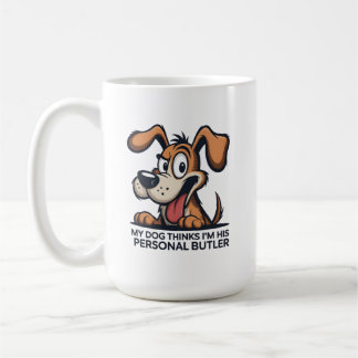 Grappige Cartoonhond Butler Citaat Koffiemok