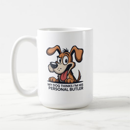 Grappige Cartoonhond Butler Citaat Koffiemok (Links)