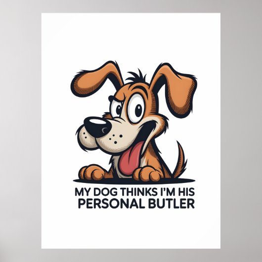 Grappige Cartoonhond Butler Citaat Poster (Voorkant)