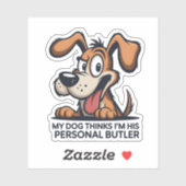 Grappige Cartoonhond Butler Citaat Sticker (Vel)