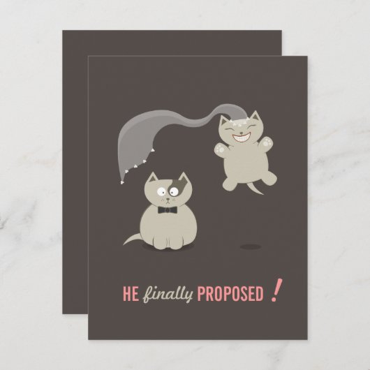 Grappige Cartoonkatten - Bewaar de datum uitnodigi Save The Date (Voorkant / Achterkant)