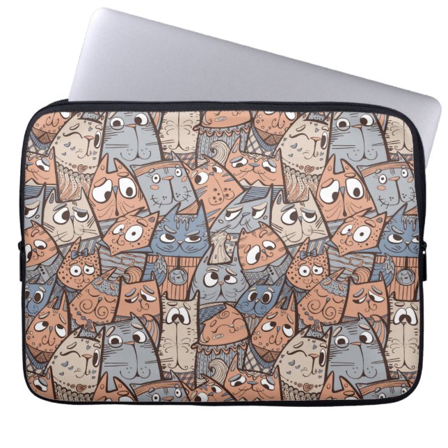 Grappige Cartoonkatten Laptop Sleeve (Voorkant)