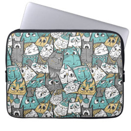 Grappige Cartoonkatten Laptop Sleeve