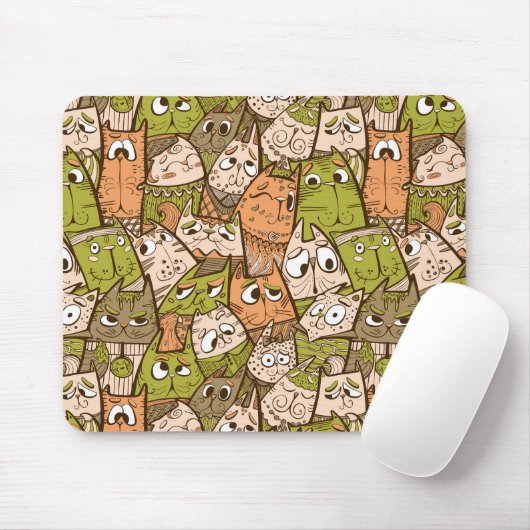 Grappige Cartoonkatten Muismat (Met muis)