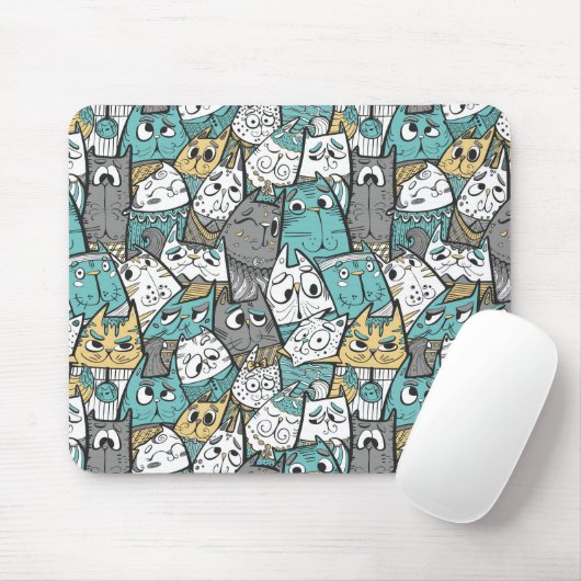 Grappige Cartoonkatten Muismat (Met muis)