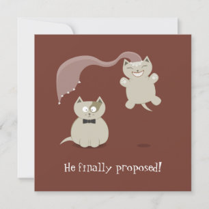 Grappige Cartoonkatten Save the Date Aankondiging