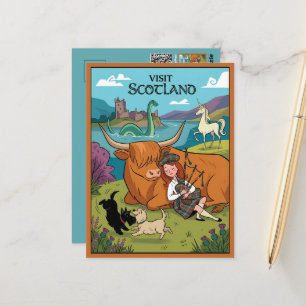 Grappige Cartoonstijl Schotse Terrier Ansichtkaart Briefkaart