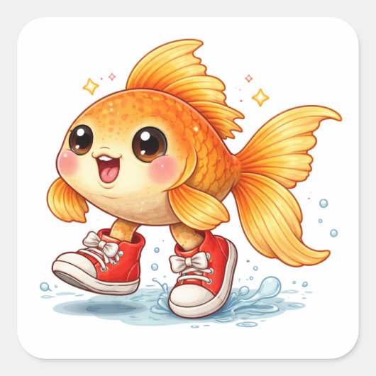 Grappige cartoonvis met schoenen Sticker (Voorkant)